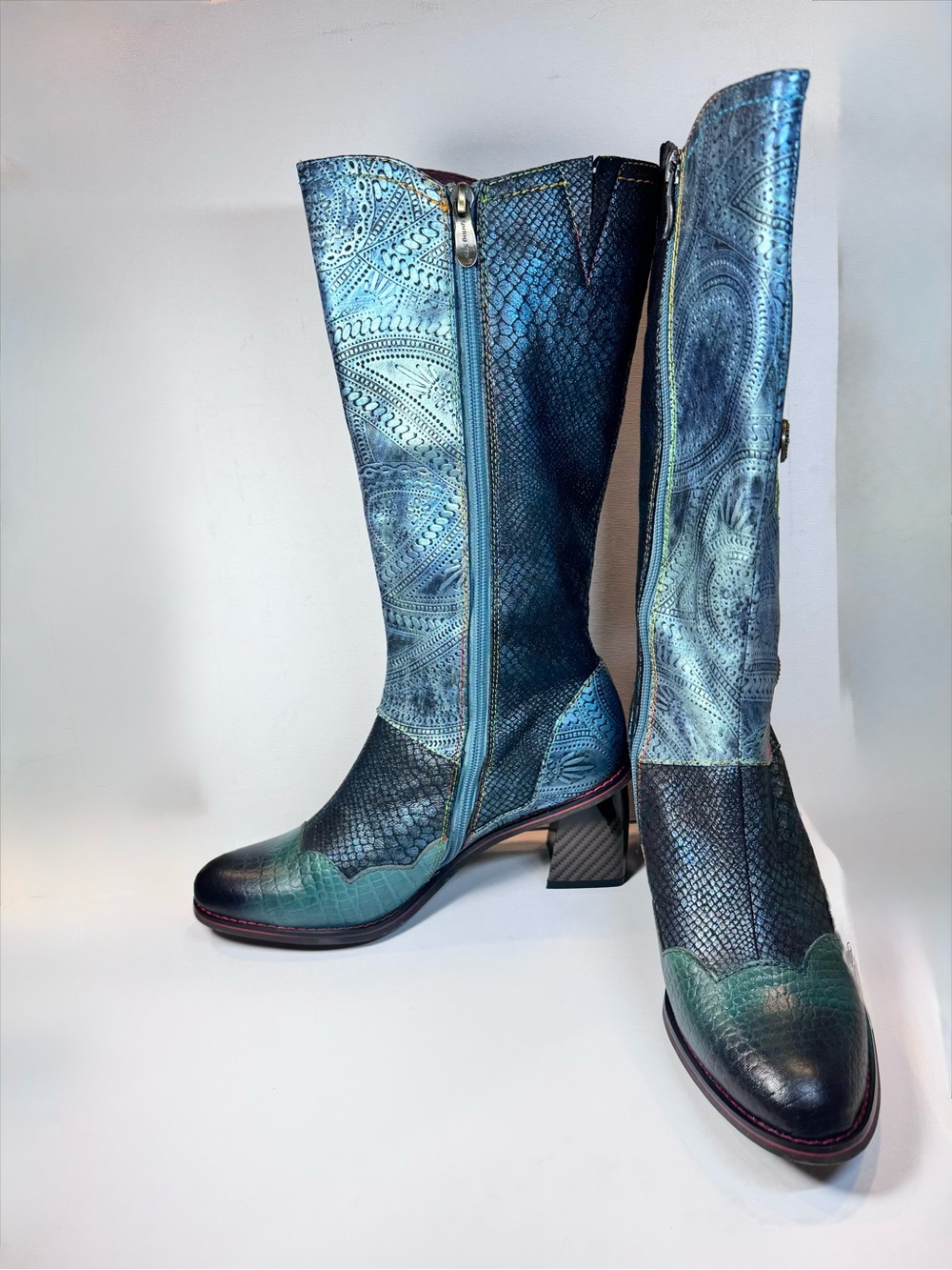 New L’Artiste Energy Leather Multi Color Western Cowboy boots- Size Eu 40 US 9 - Picture 5 of 15